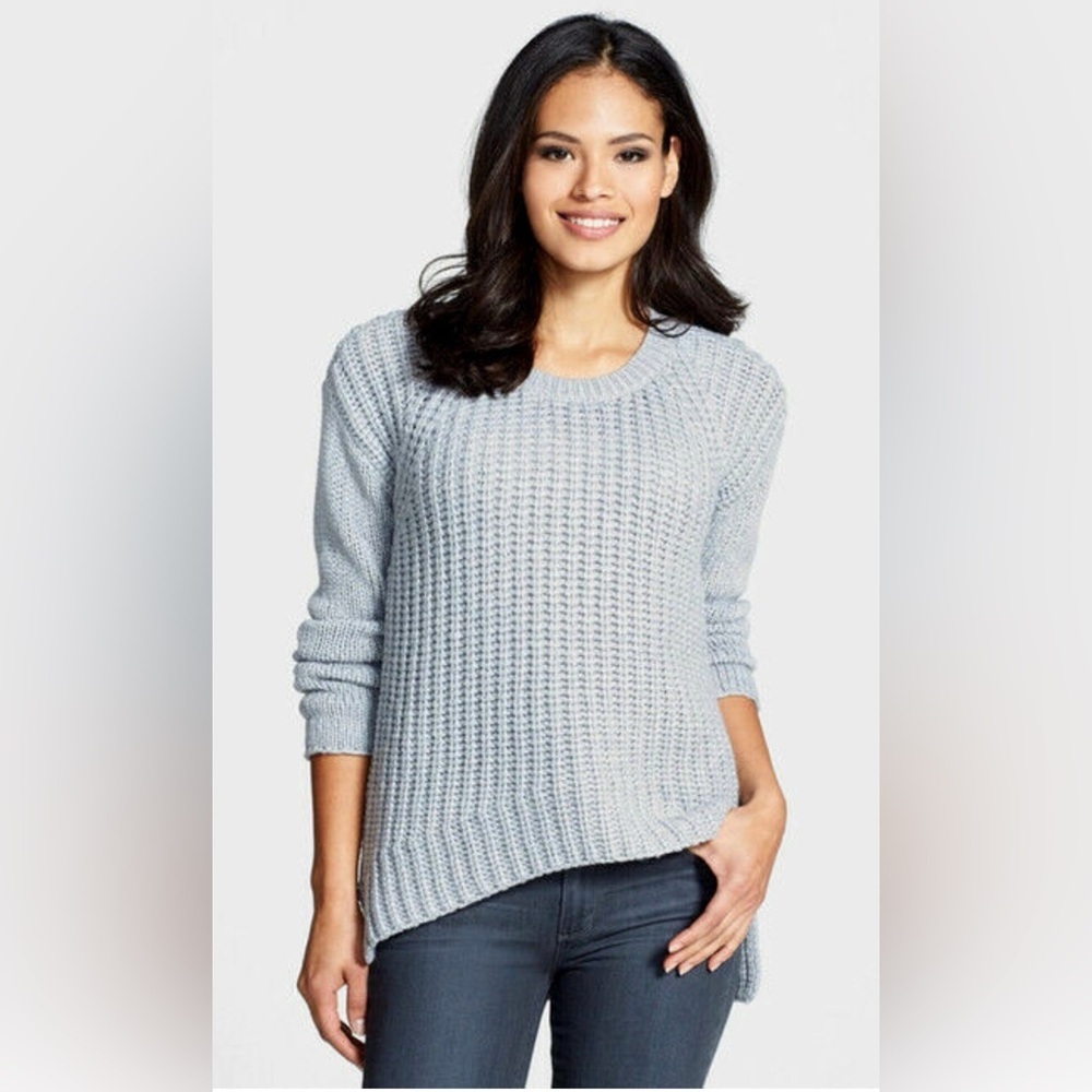 Eileen Fisher Light Gray Braided Knit Sweater.   Size-Small Cozy Classic